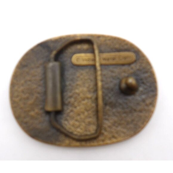 Belt Buckle Deer Indiana Metal Craft Co Inc Oval Brass Buckle Hunting - Picture 2 of 2